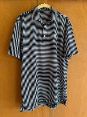 Men's Black & White Striped Polo Shirt – Cypress Point Club